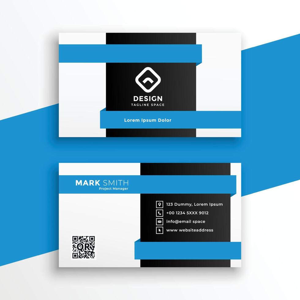 geometric blue business card professional design template vector