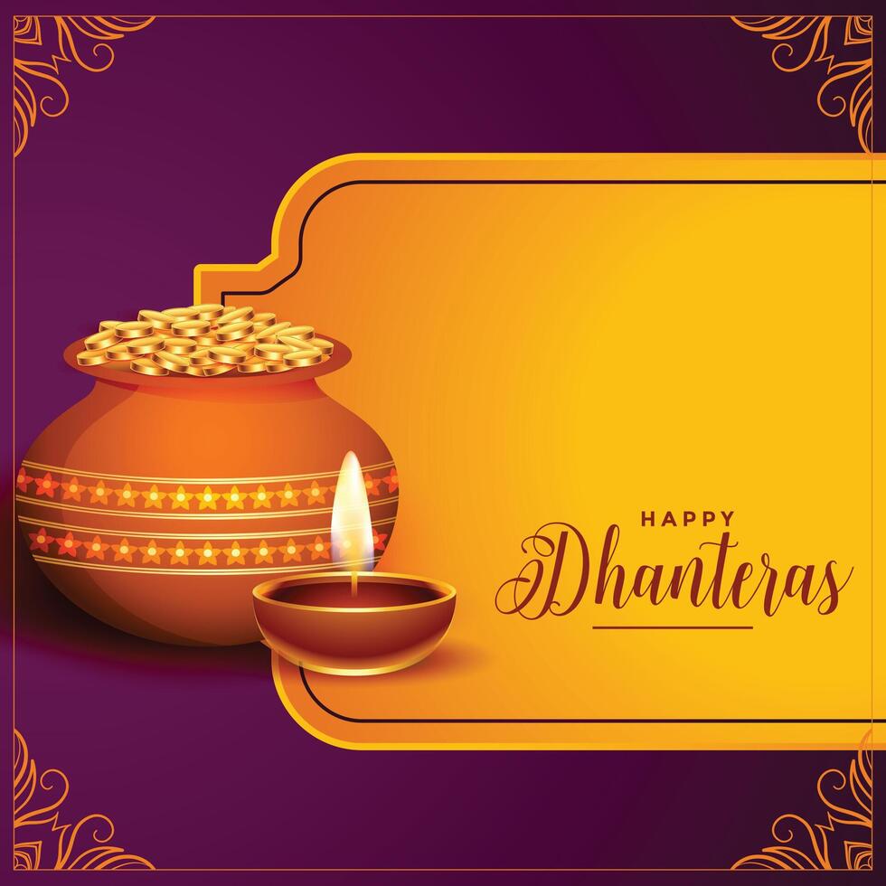 indian style happy dhanteras festival background design vector