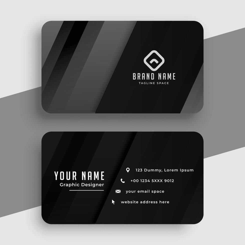 dark black company business card design template vector