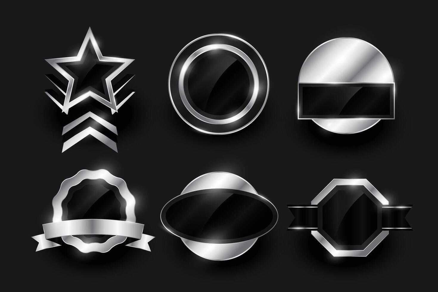 empty silver label and badges collection design vector
