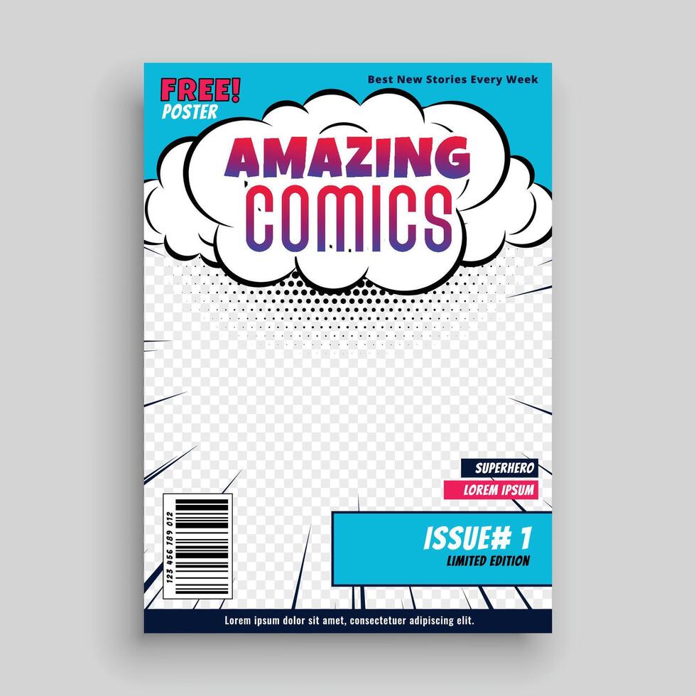 amazing comic book cover page template design vector