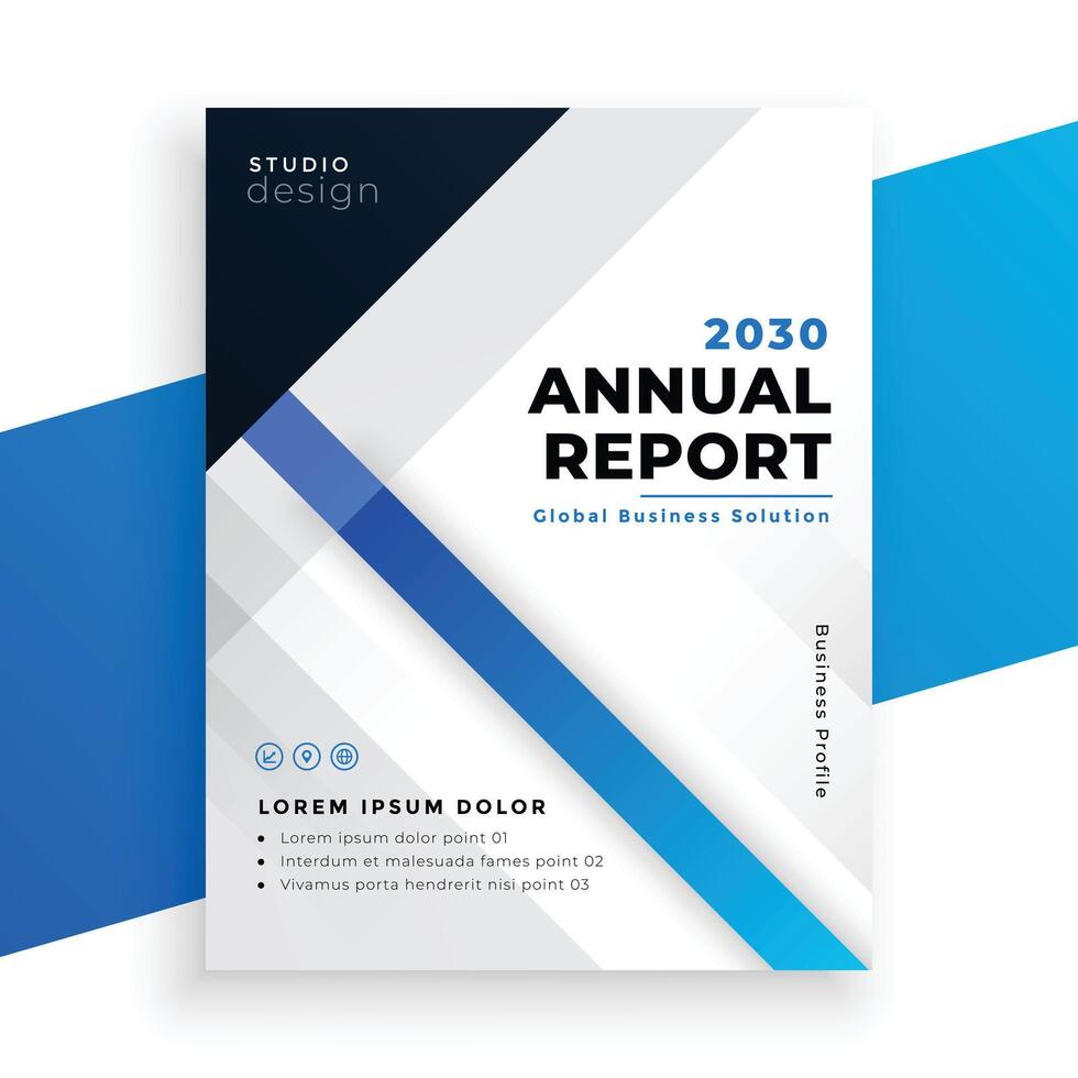 stylish blue annual report business brochure design vector