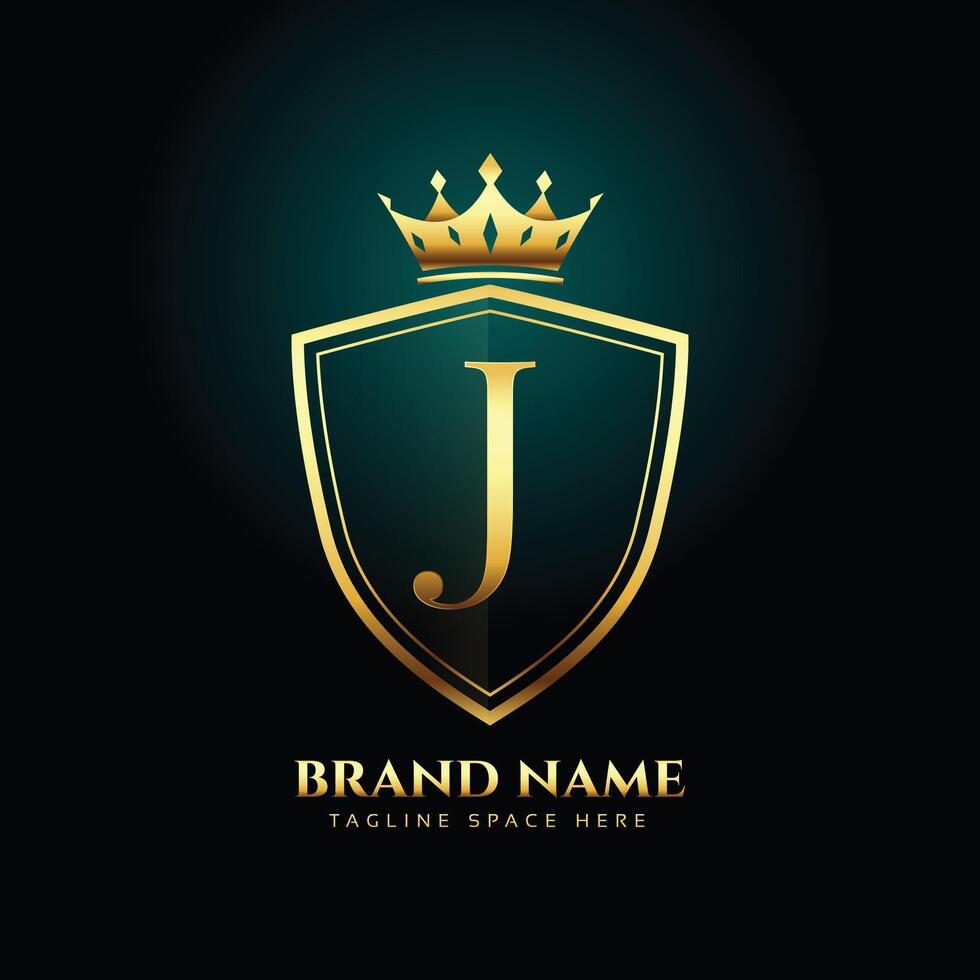 golden letter J monogram crown logo concept design vector