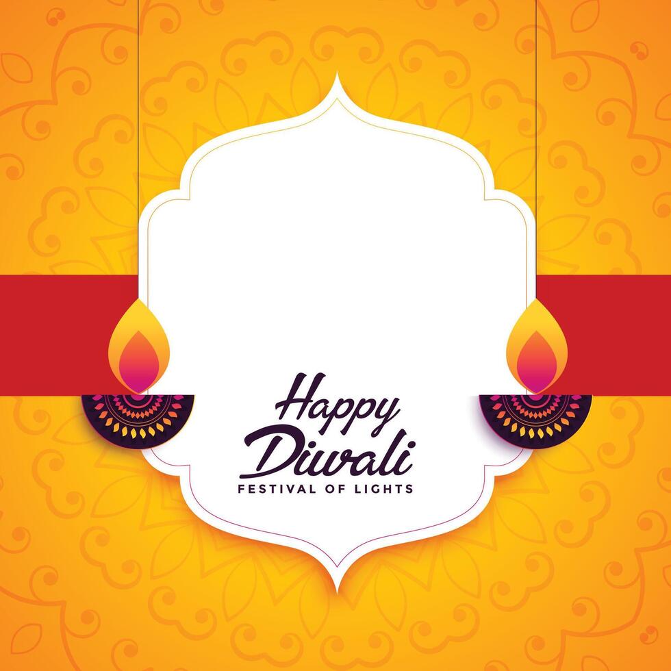 happy diwali wishes backgorund with decorative diya vector