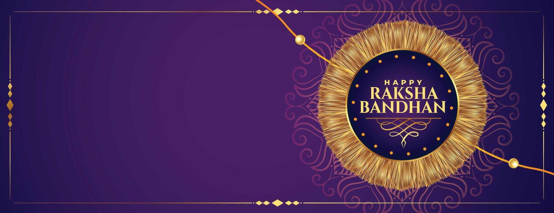 contento raksha Bandhan dorado rakhi festival bandera diseño vector