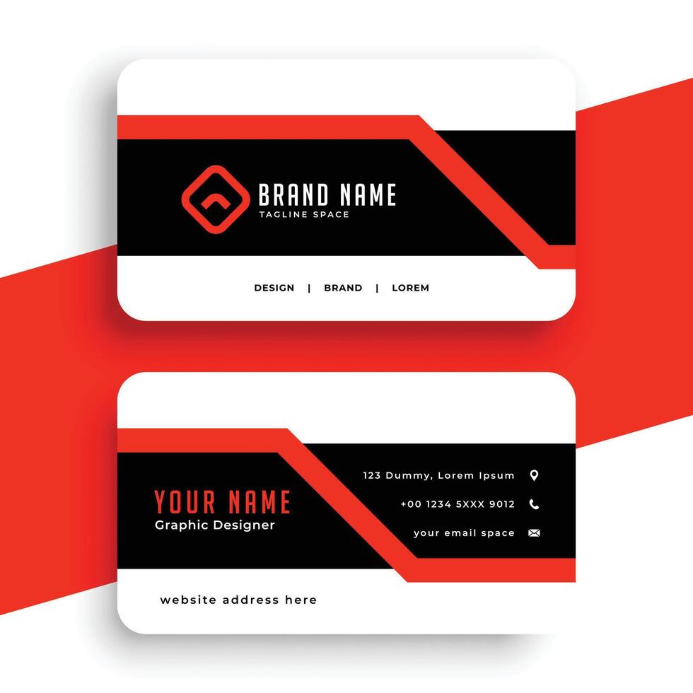 Black and red modern business card template vector