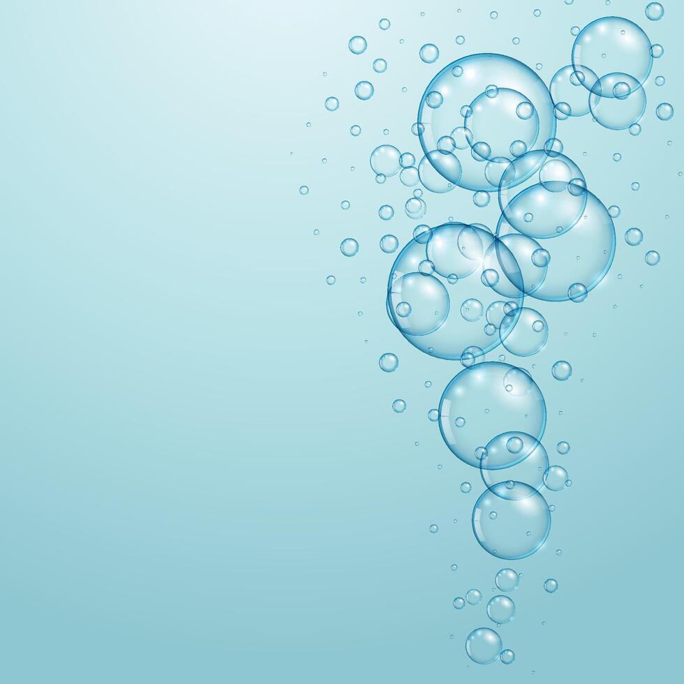 azul antecedentes con flotante agua burbujas diseño vector