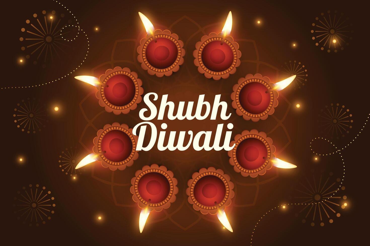brillante shubh diwali bandera con realista petróleo diya diseño vector