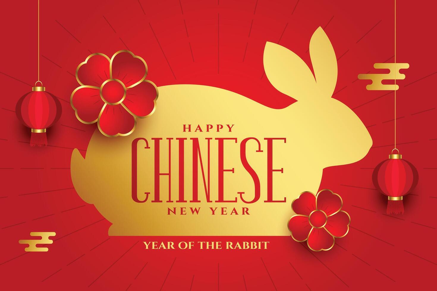 2023 year of rabbit event card in paper cut style vector