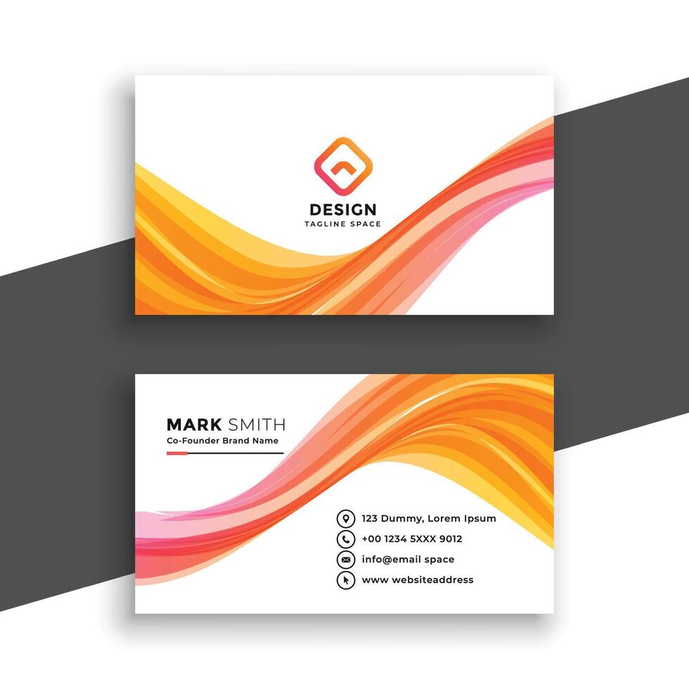 stylish wavy white business card template design vector