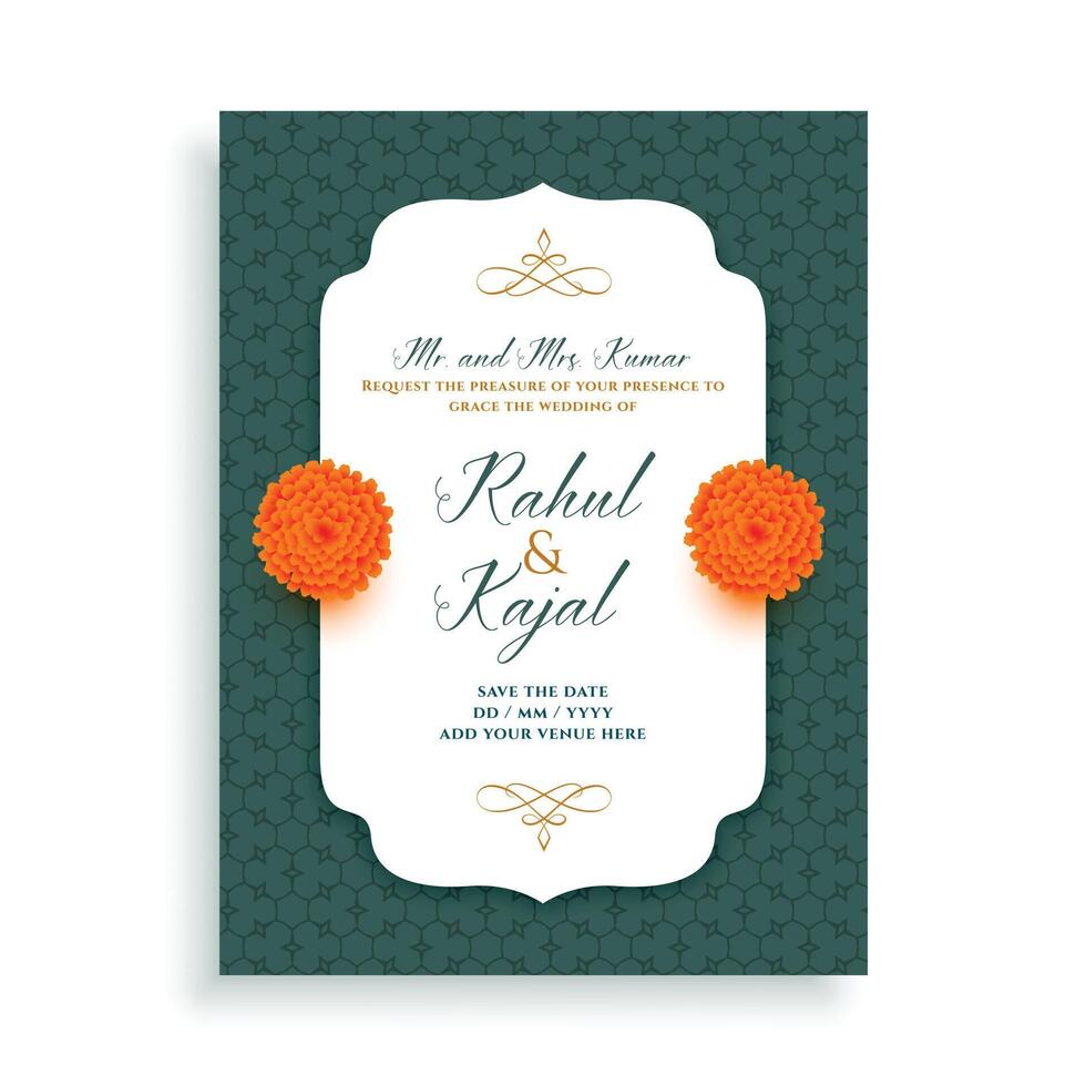 indian wedding invitation card lovely template design vector
