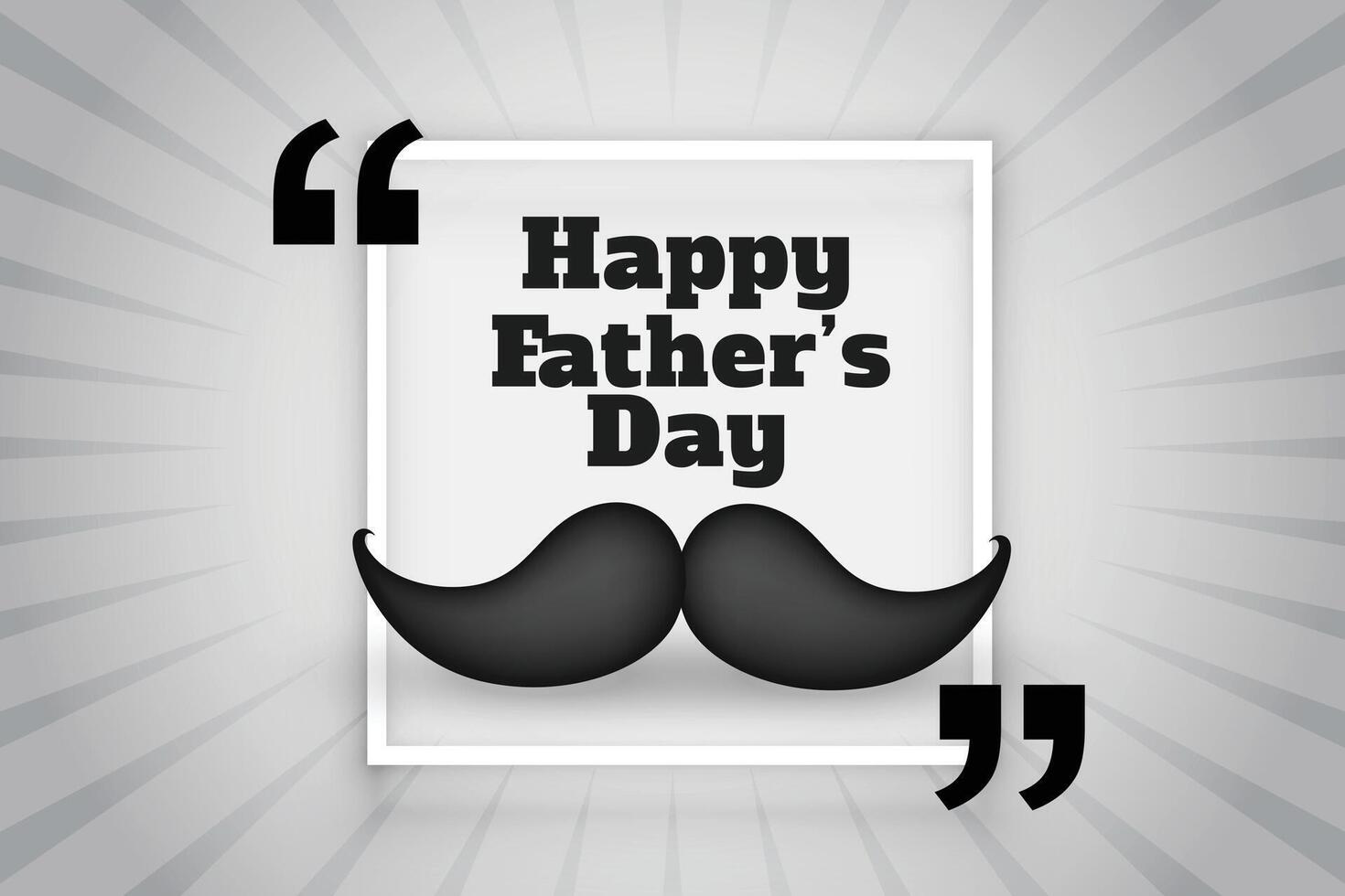 happy fathers day wishes card with 3d mostache vector