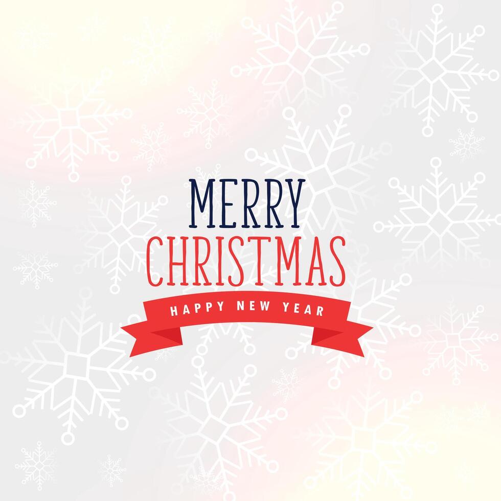 flat merry christmas elegant background with snowflakes vector