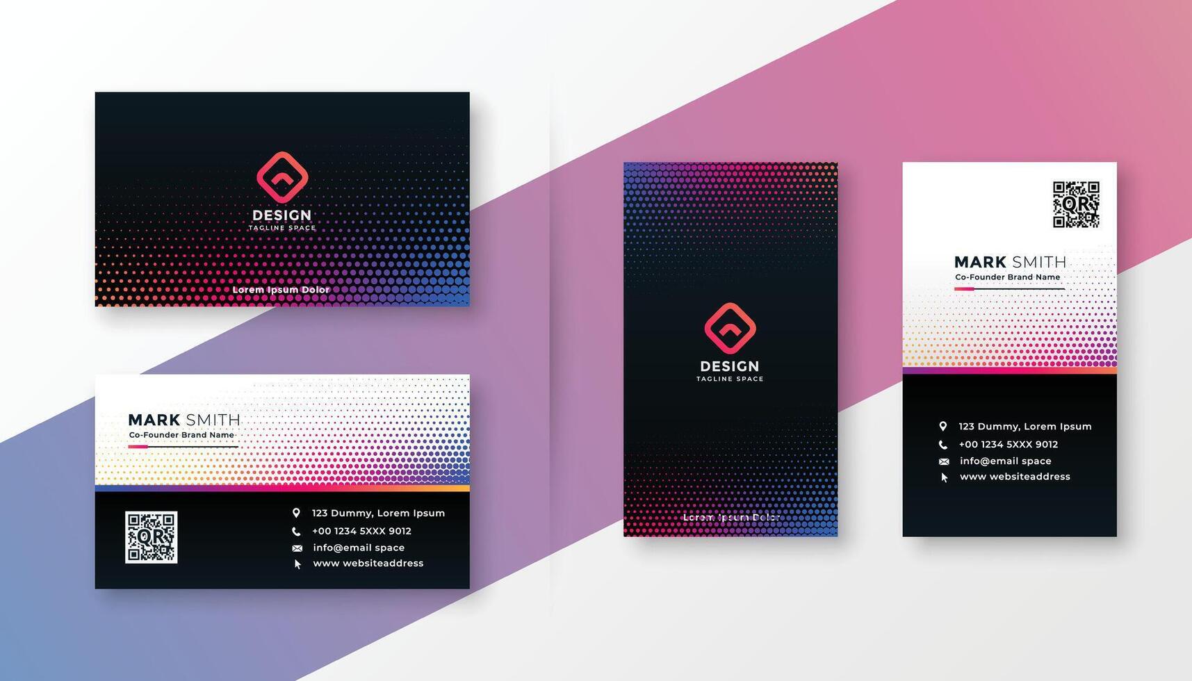 colorful halftone style modern business card design vector