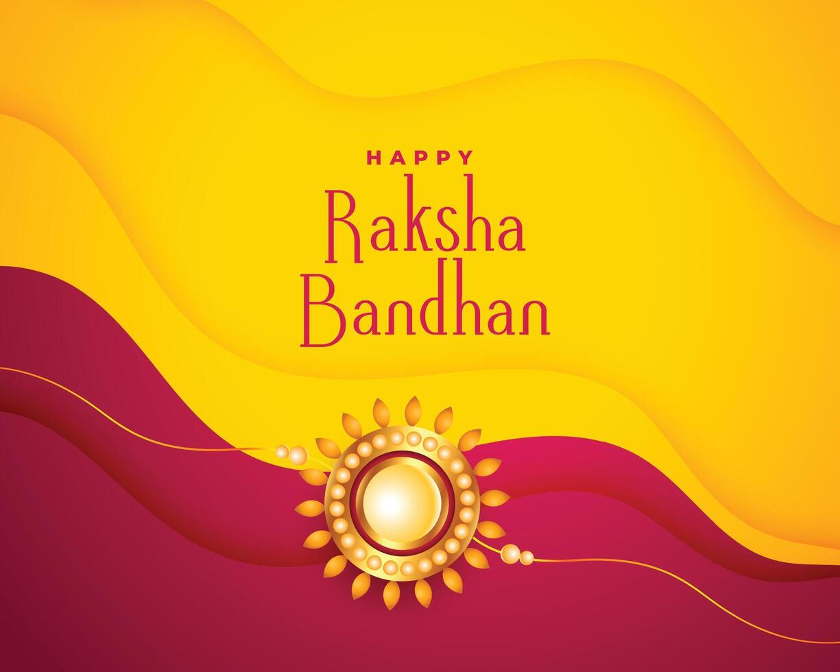 happy raksha bandhan occasion yellow background with creative rakhi design vector