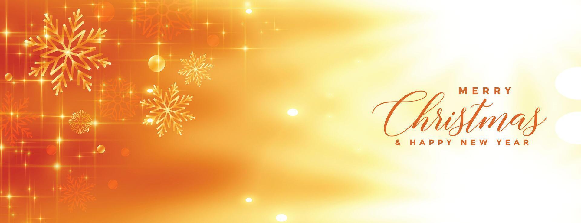 golden shiny merry christmas snowflakes banner design vector