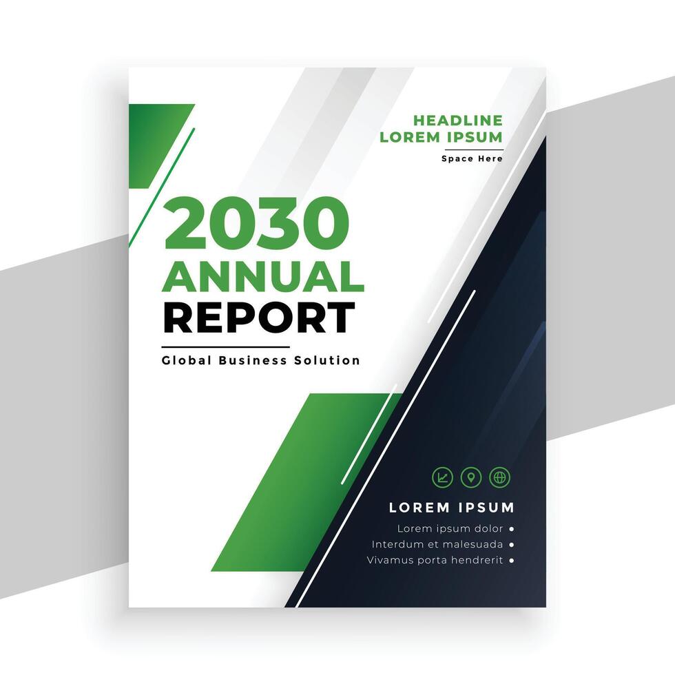 green annual report business brochure cover page template design vector