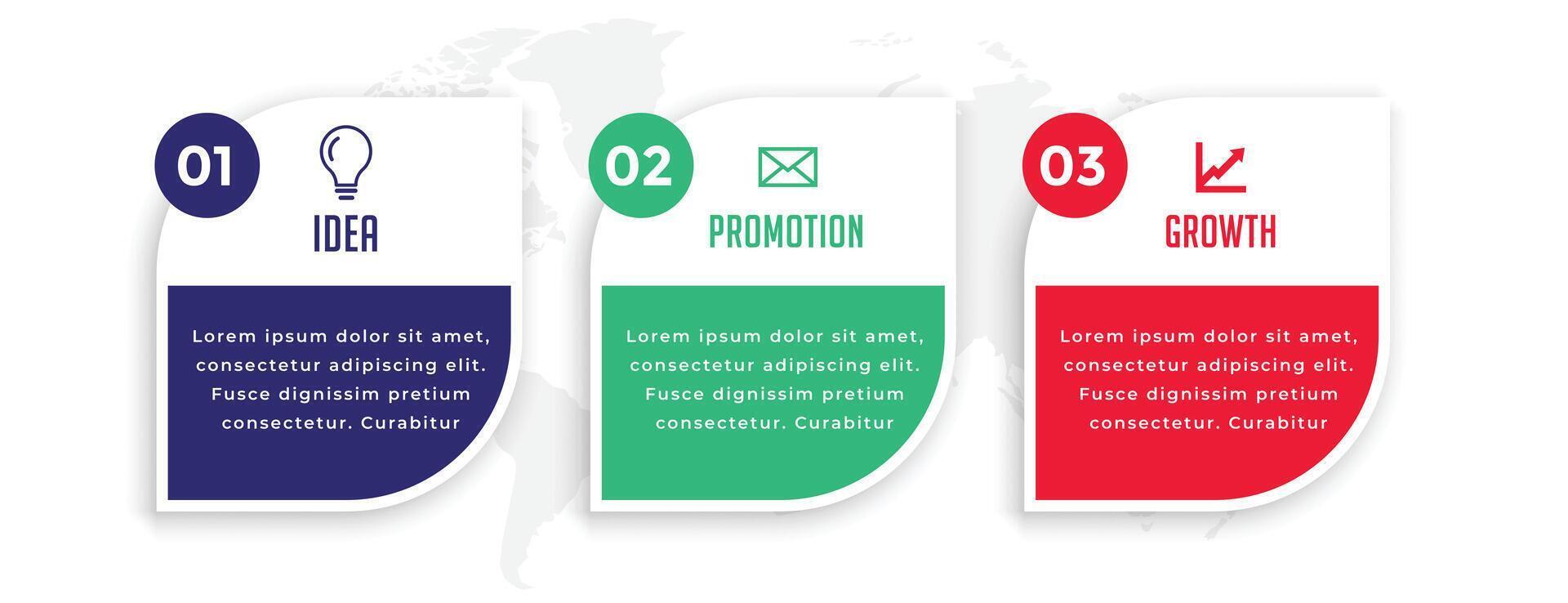 three steps modern business presentation infographic template vector