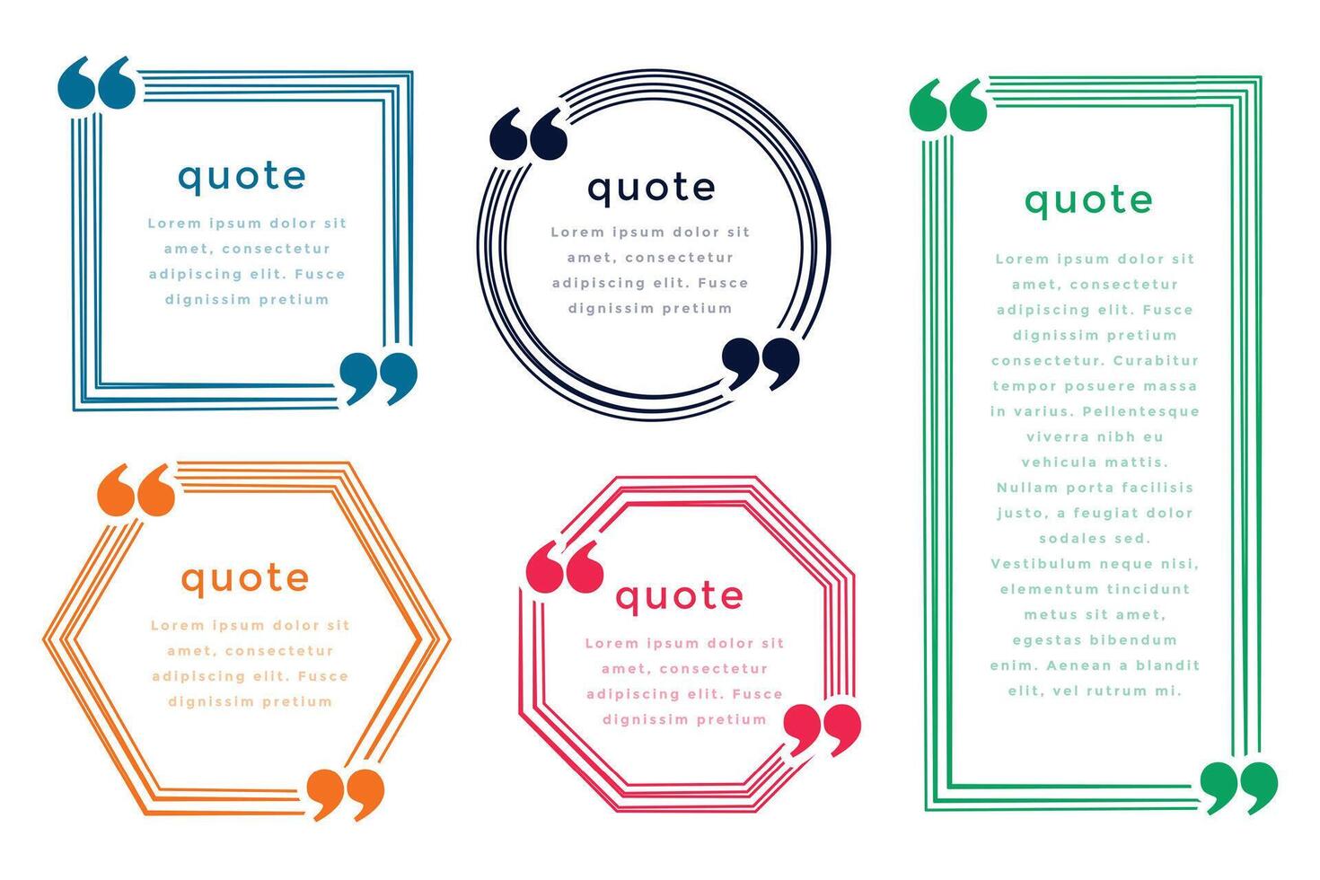 five line style quotation boxes template design vector