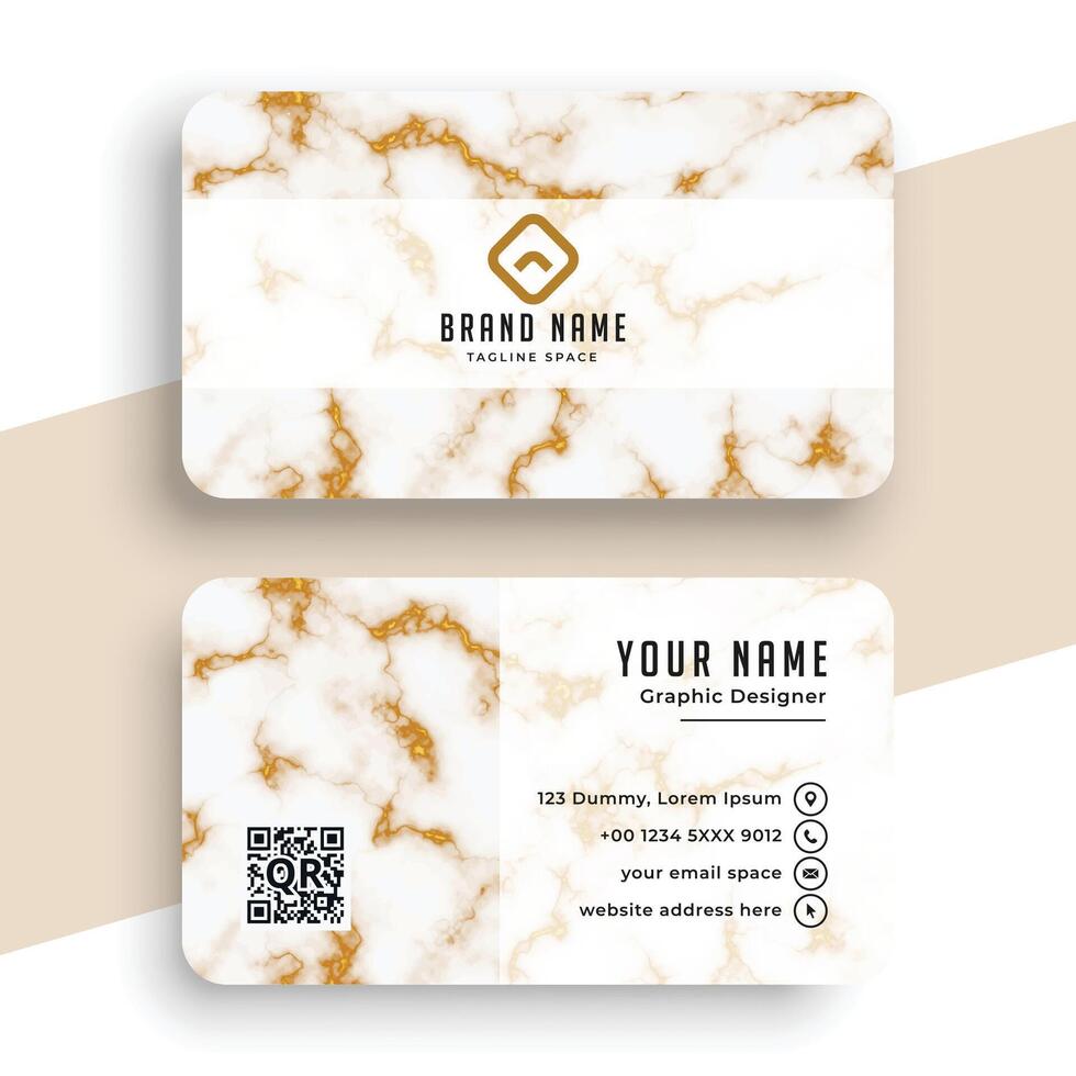 marble texture white and gold business card design vector