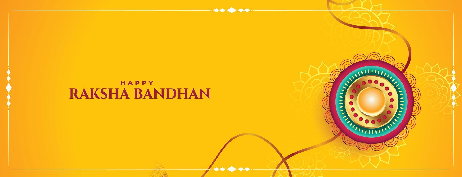 raksha Bandhan festival amarillo bandera tradicional diseño vector