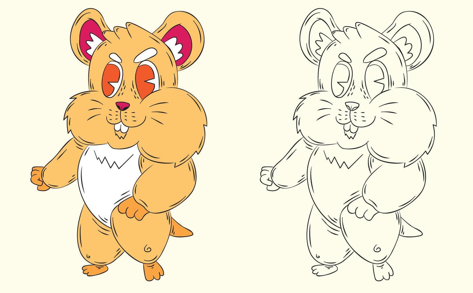doodle cute animal illustration for book coloring page vector