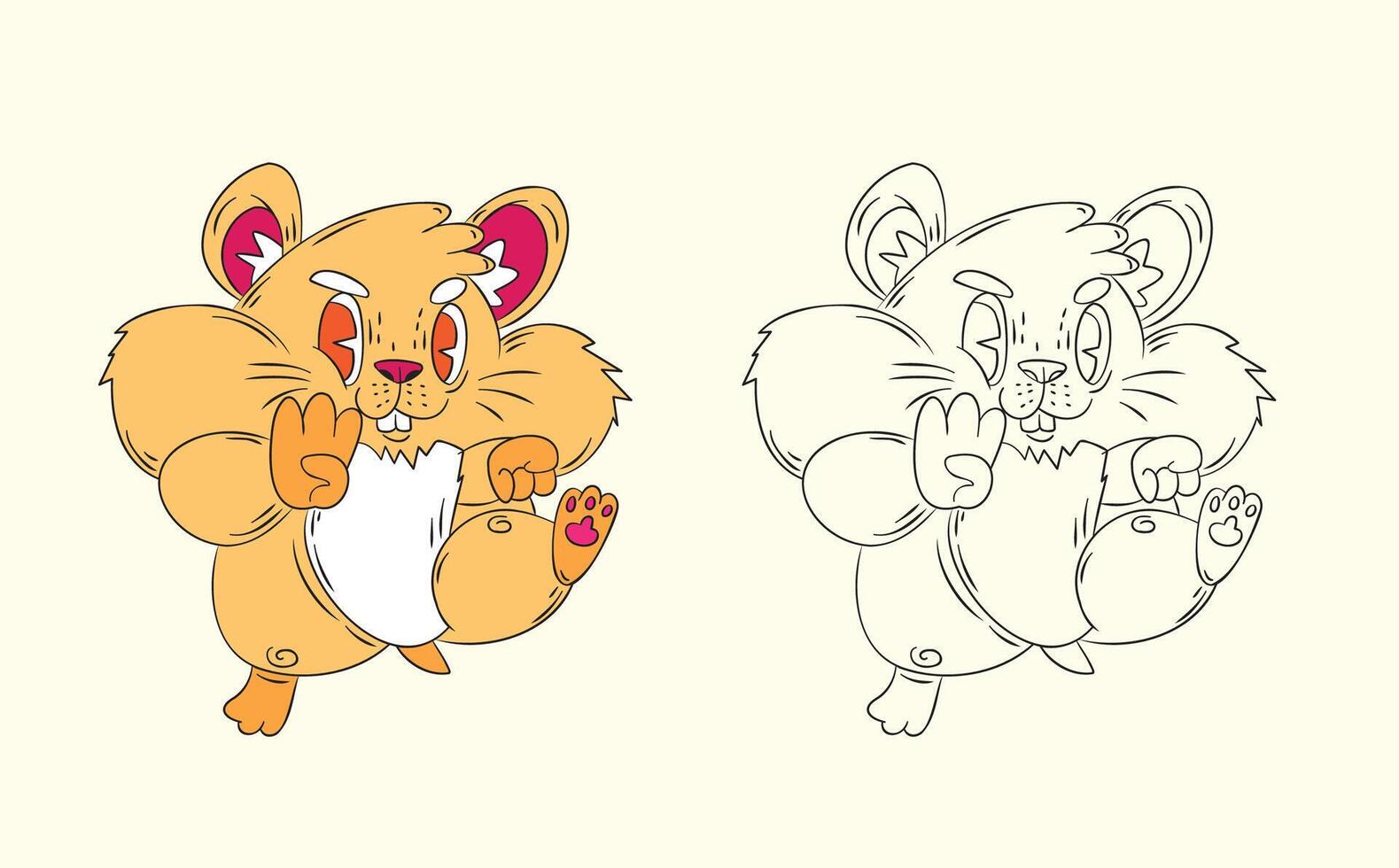 doodle cute animal illustration for book coloring page vector