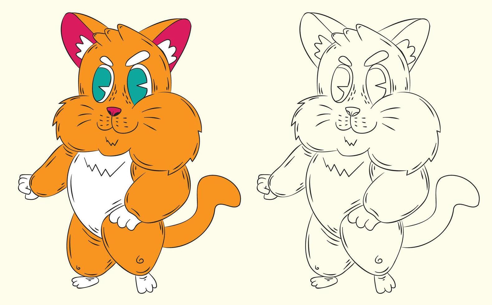 doodle cute animal illustration for book coloring page vector