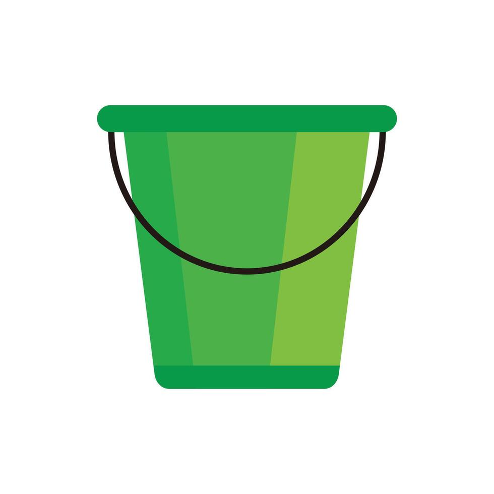 Green bucket icon. Flat illustration of green bucket vector icon for web design. resources graphic element design. Vector illustration with the theme of cleaning equipment