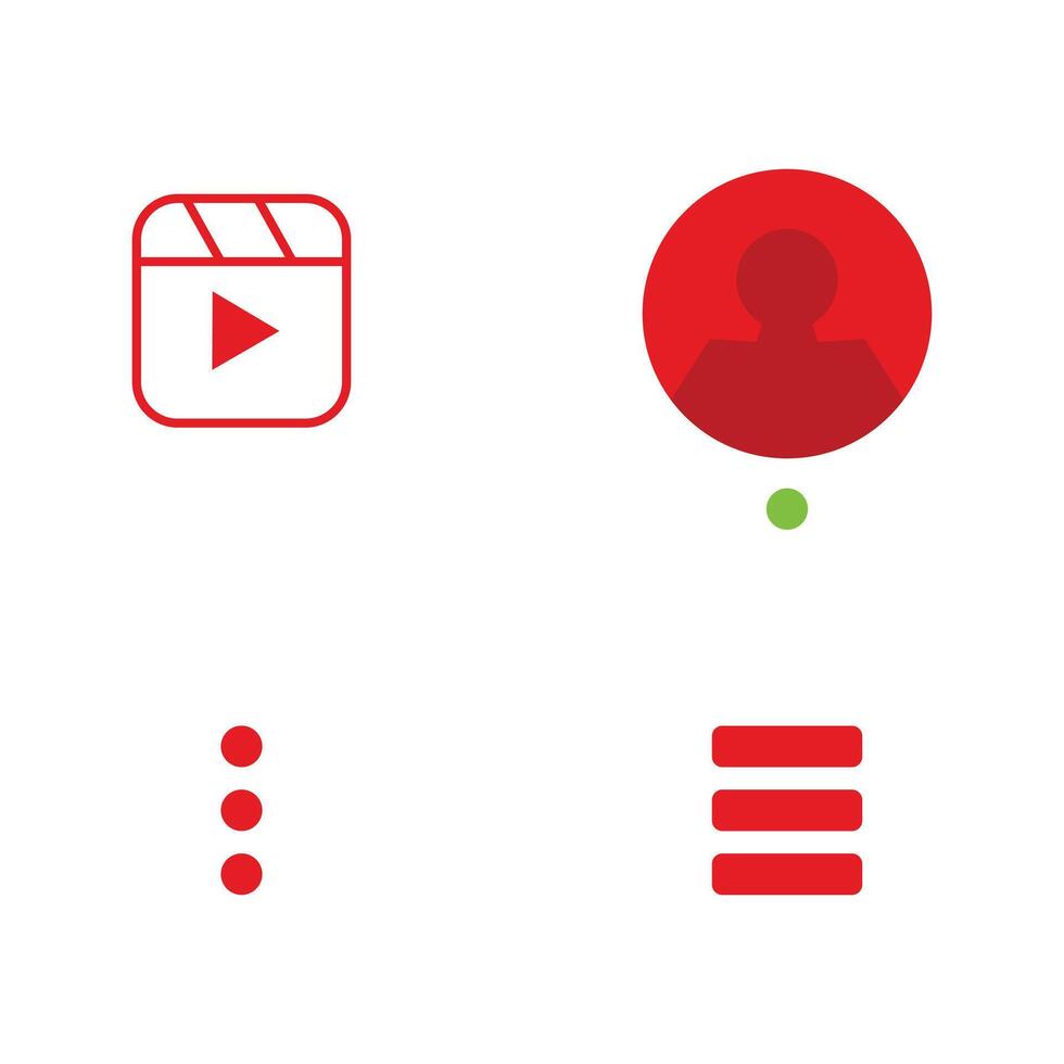 Set Of 4 Editable Media Icons. Includes Symbols Such As Video Player, Play Button, Profile And More. Can Be Used For Web, Mobile, UI And Infographic Design. vector