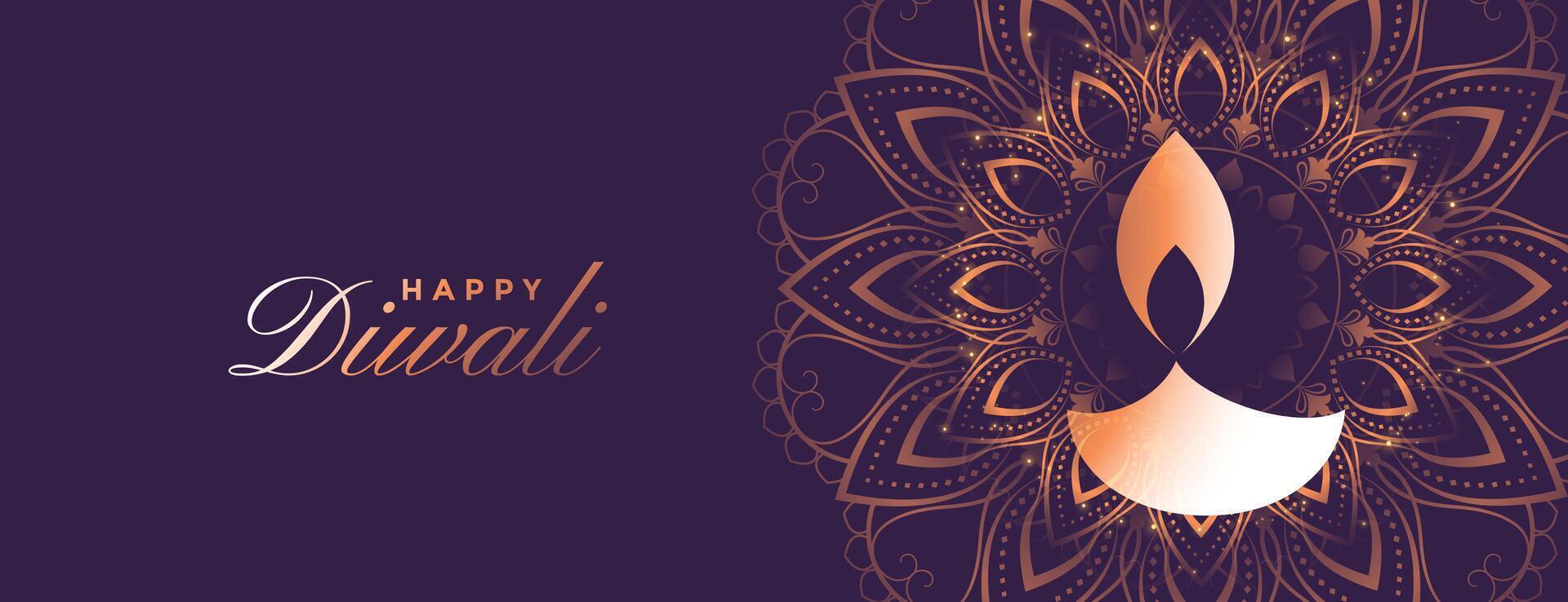 happy diwali indian style mandala decoration design vector