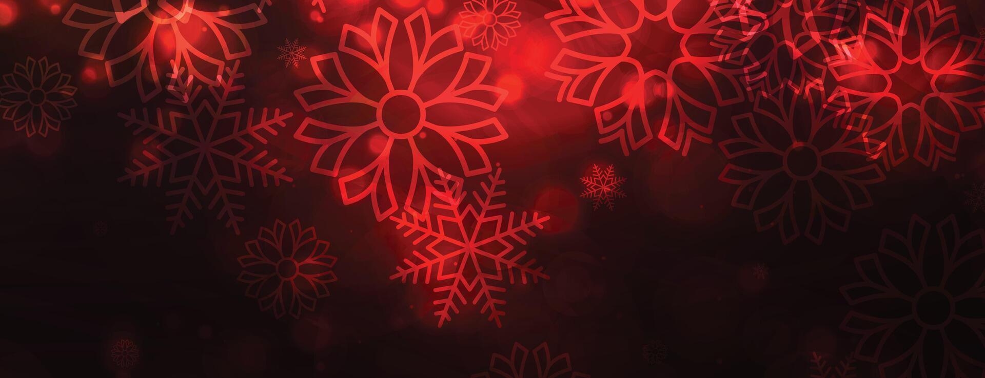 red snowflakes shiny banner for merry christmas vector