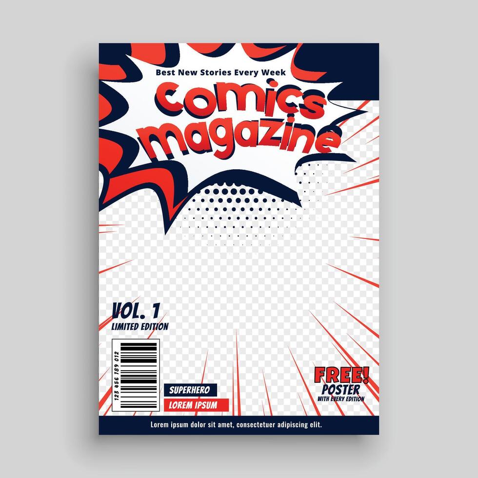 comic magazine cover page template design vector