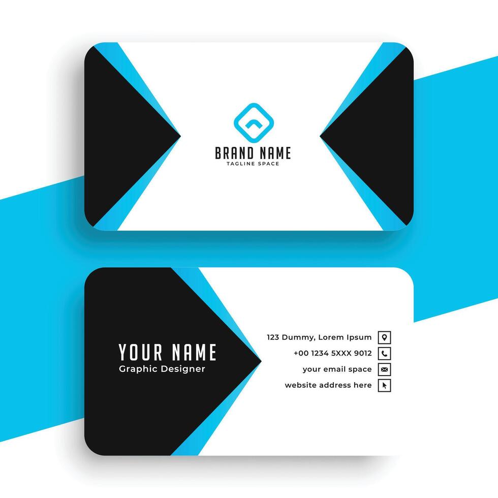 Blue and black abstract corporate business card template vector