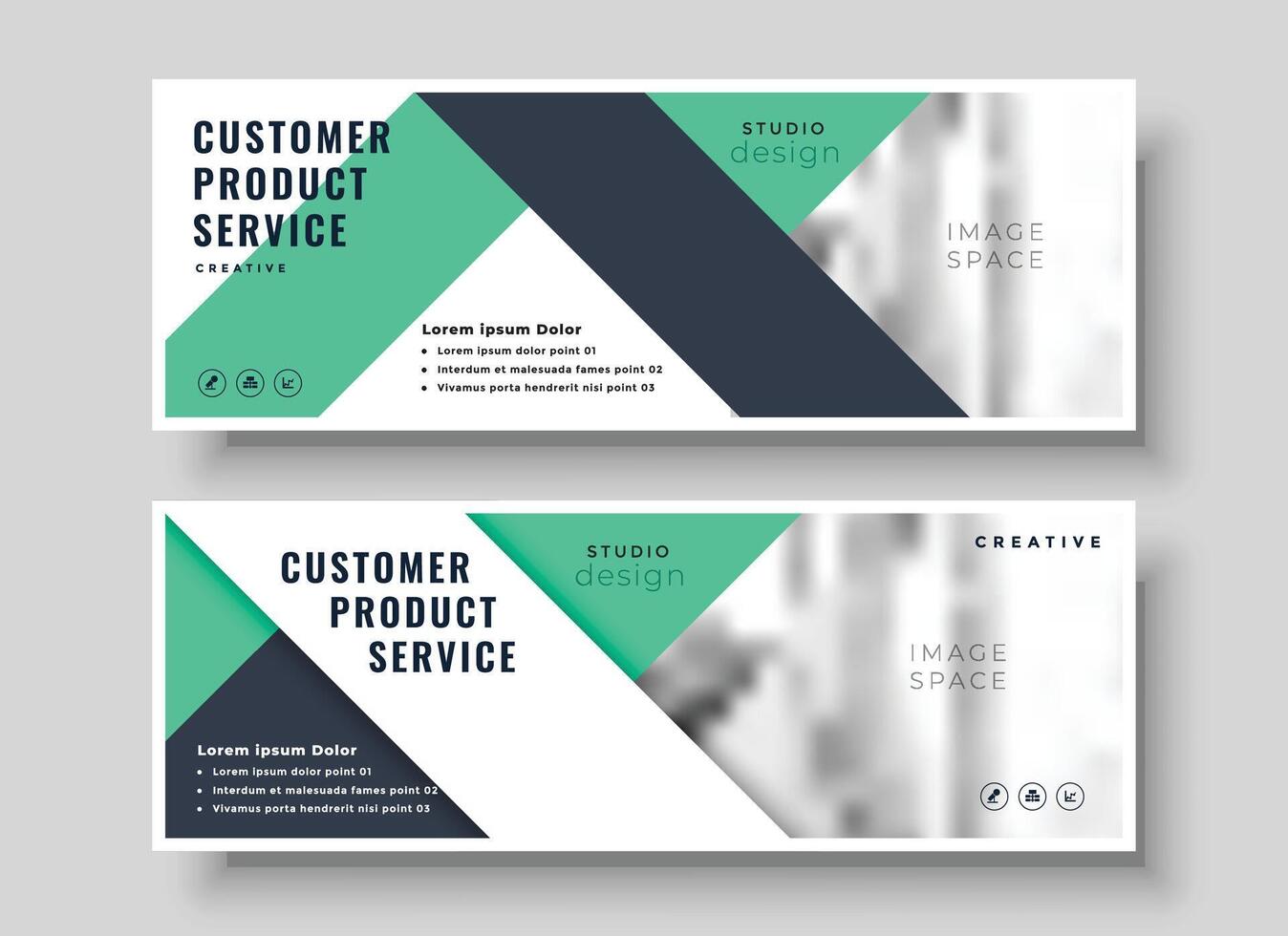 professional geometric turquoise business wide banners set vector