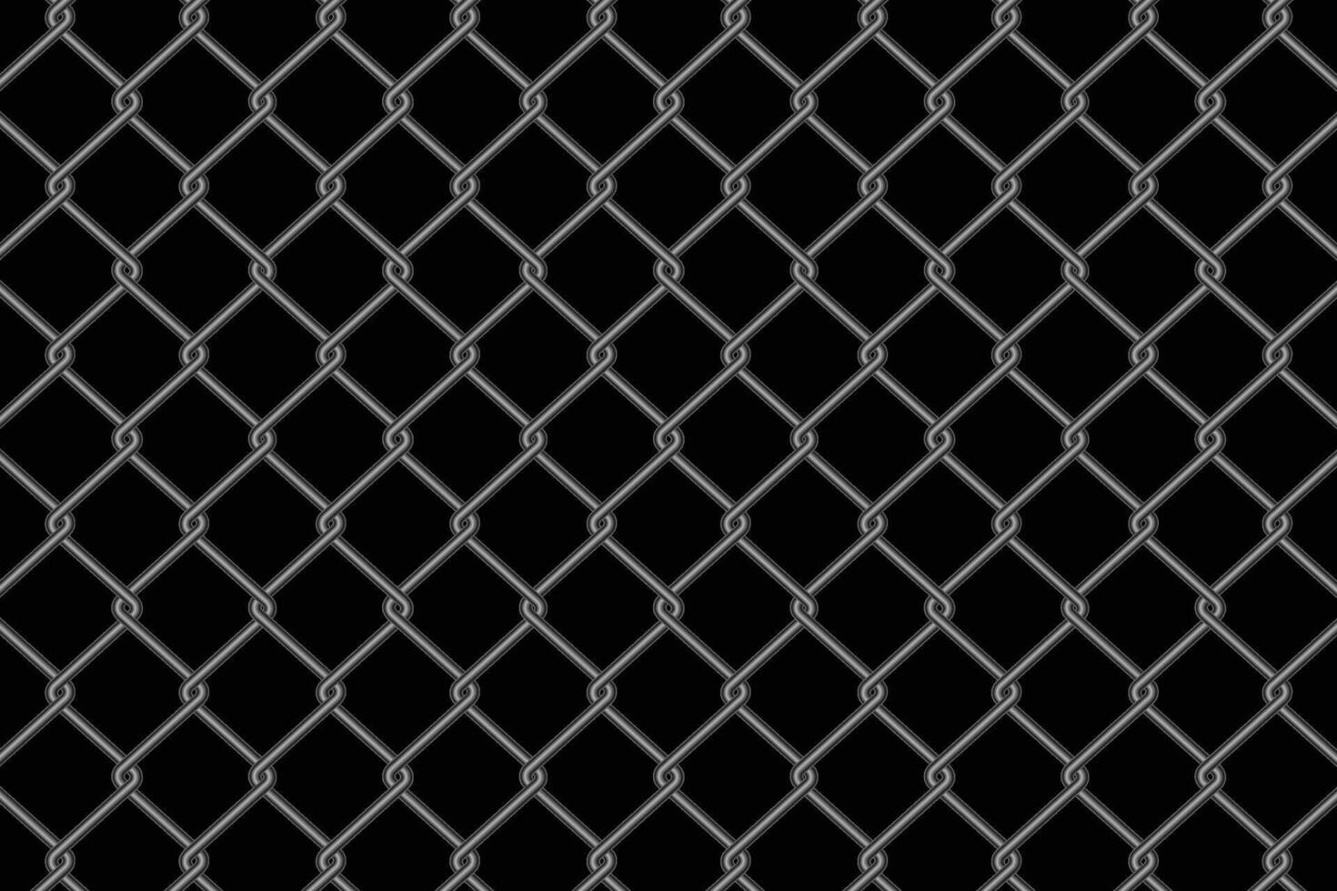 metallic chain link fence pattern on black background vector