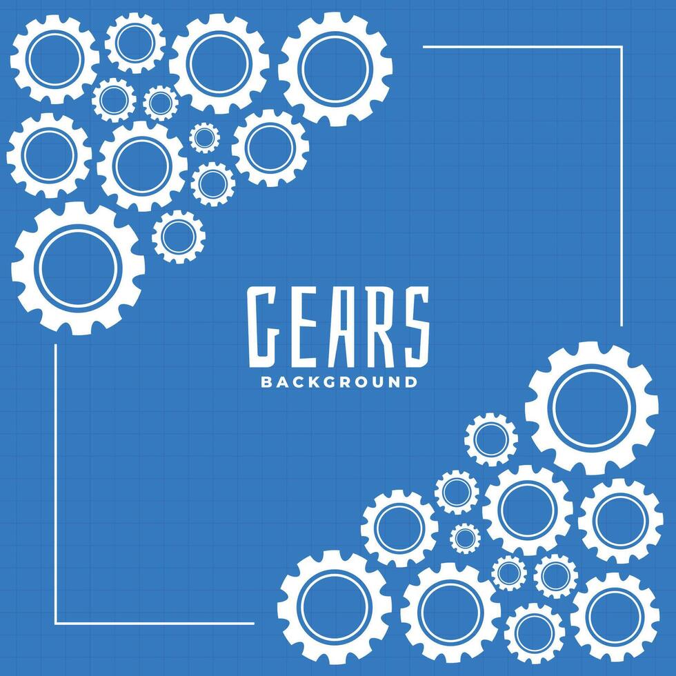 gears and cog on blue print background design vector