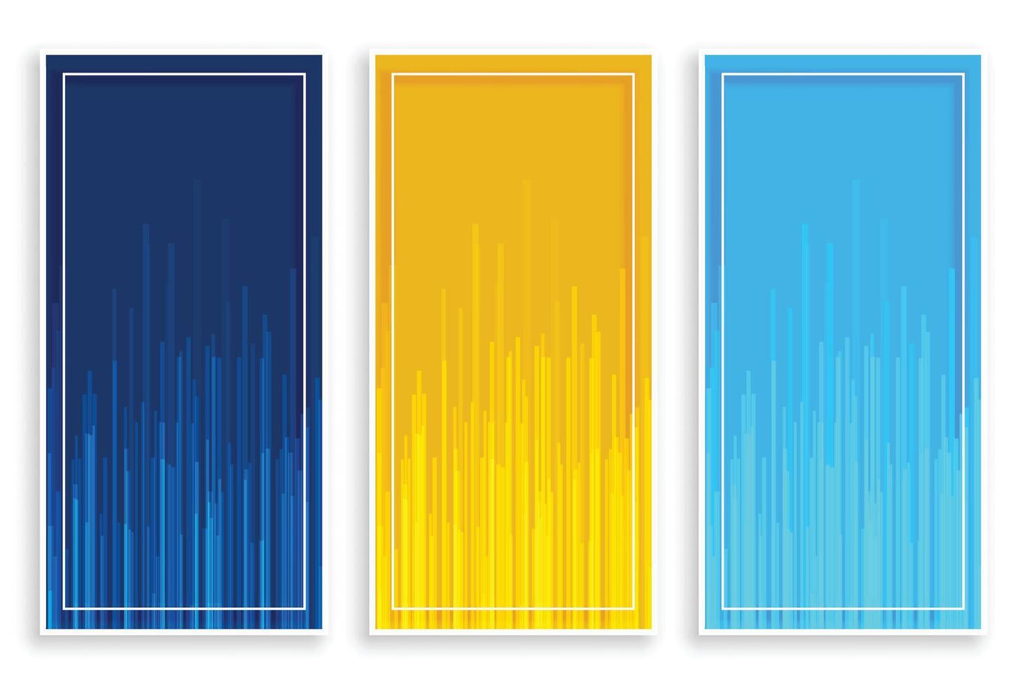 blue yellow vertical banners with lines set vector