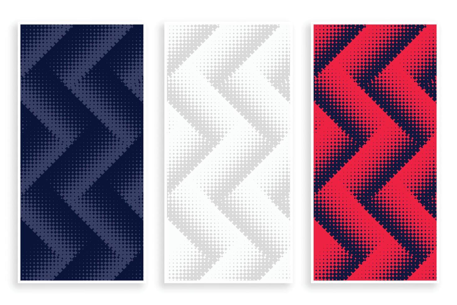 zigzag halftone banners set in white red and black color vector
