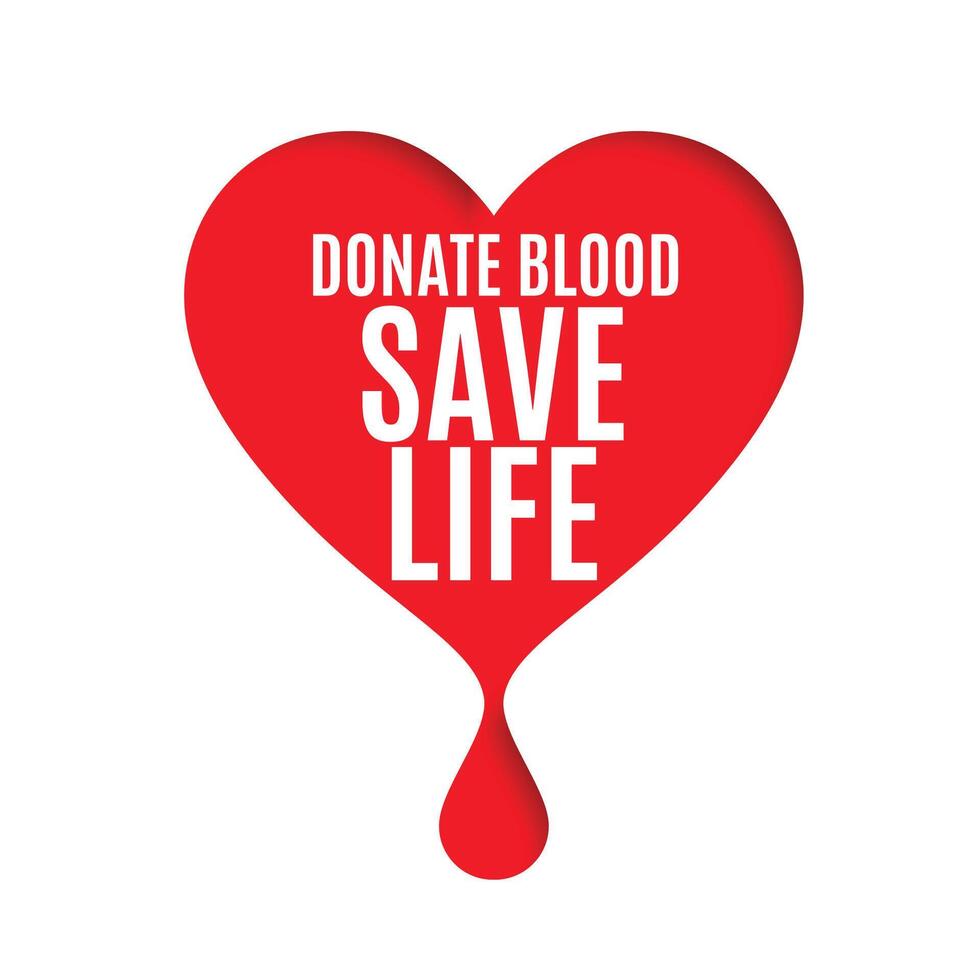 blood donor day poster with heart and blood drop vector