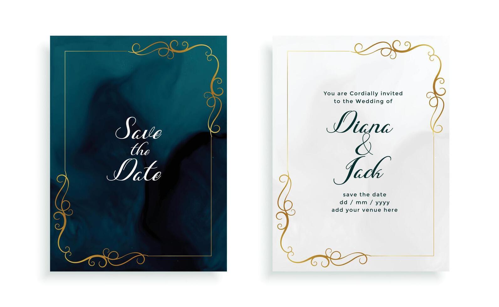 elegant floral wedding card invitation template design vector