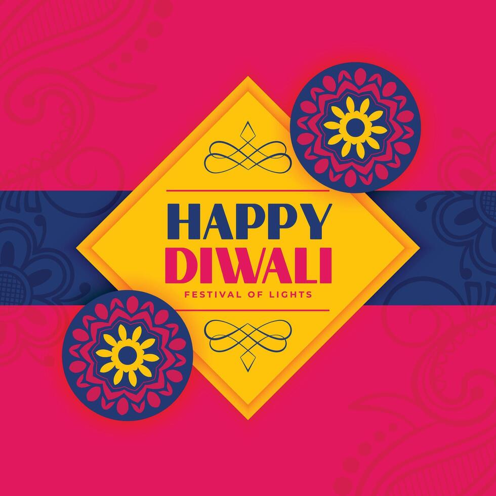 decorativo diwali festival póster en indio estilo plano colores antecedentes vector ilustración