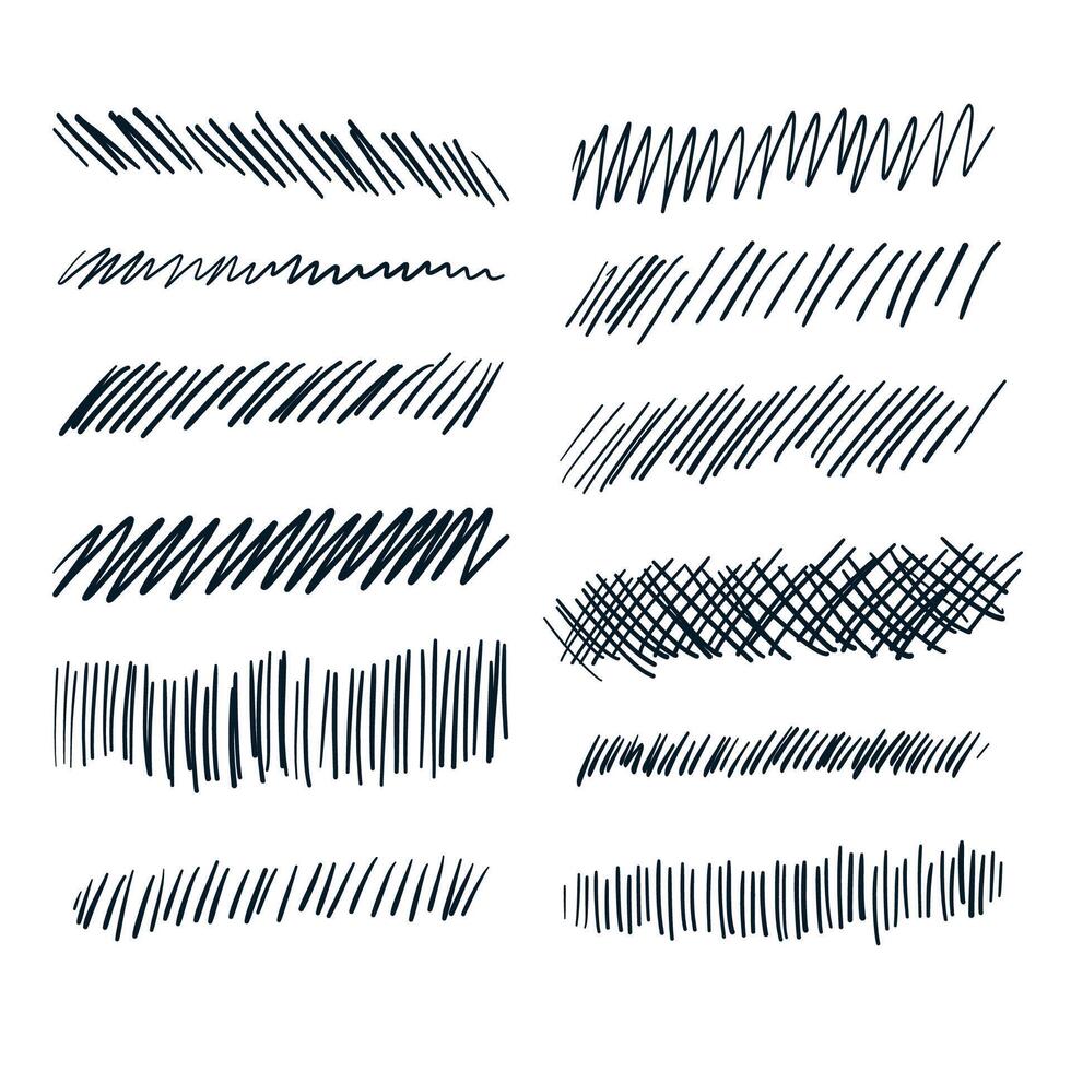 set of abstract pen sribbles vector