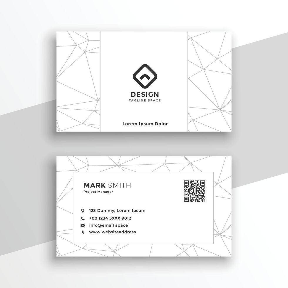 low poly style geometric white business card design vector