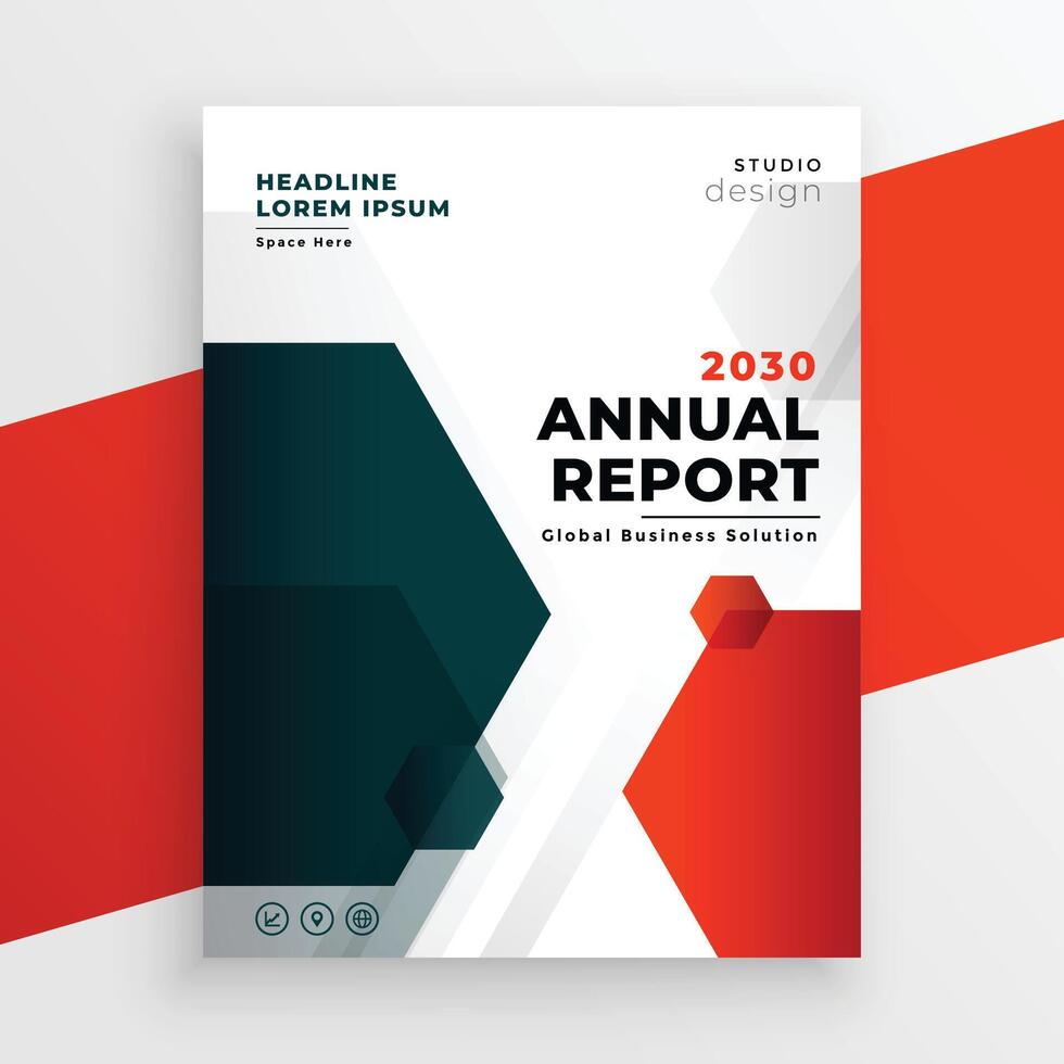 red business template annual report flyer design vector