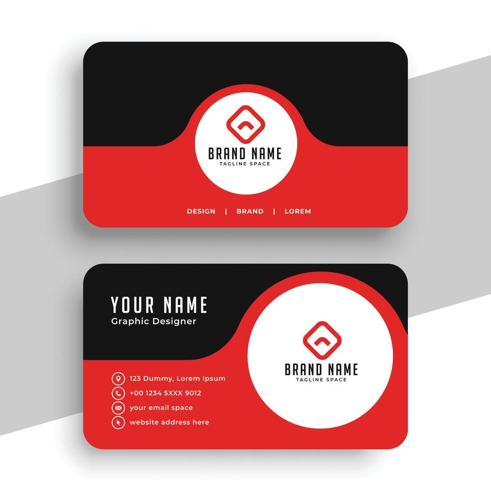 Abstract black and red elegant business card template vector