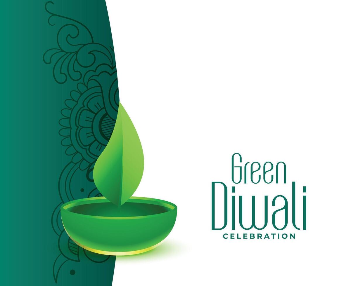 verde hoja diya diseño para eco simpático diwali saludo antecedentes vector