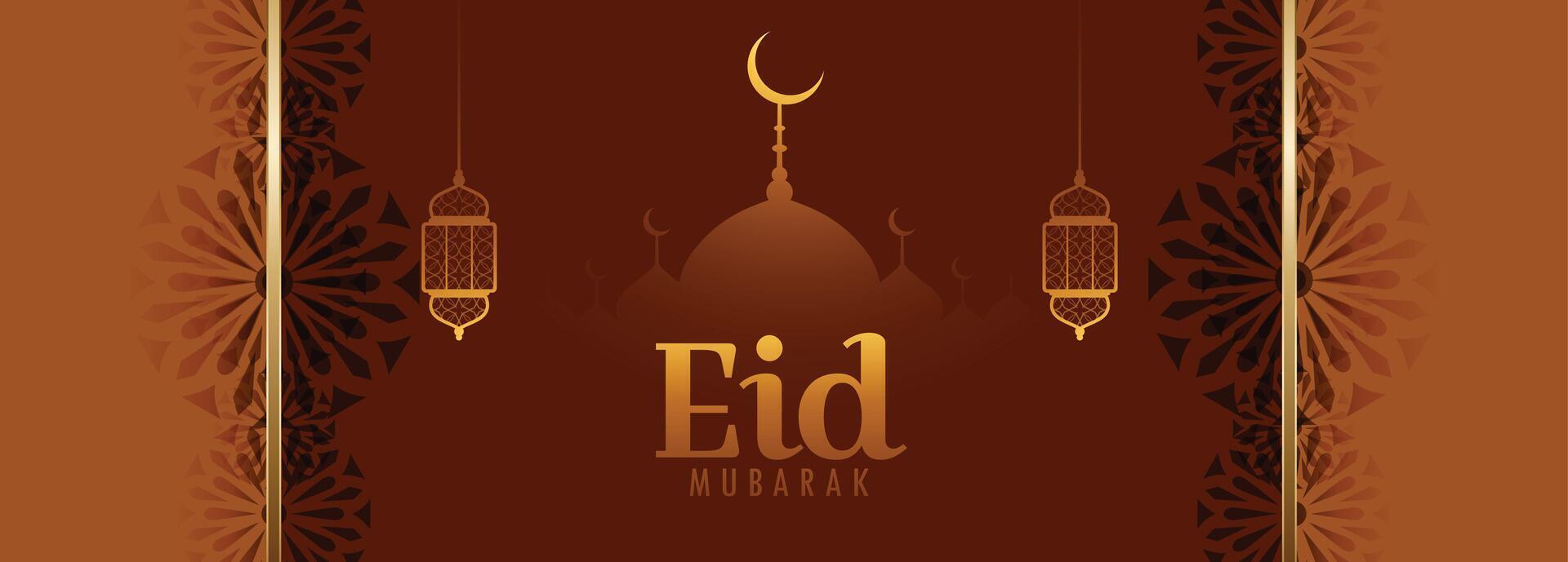 islamic festival banner design of eid mubarak vector