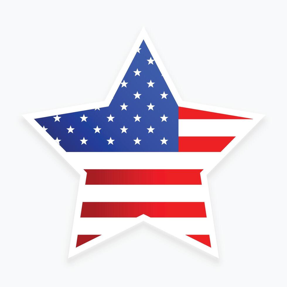 elegante unido estados de America bandera en estrella diseño estilo en blanco antecedentes vector