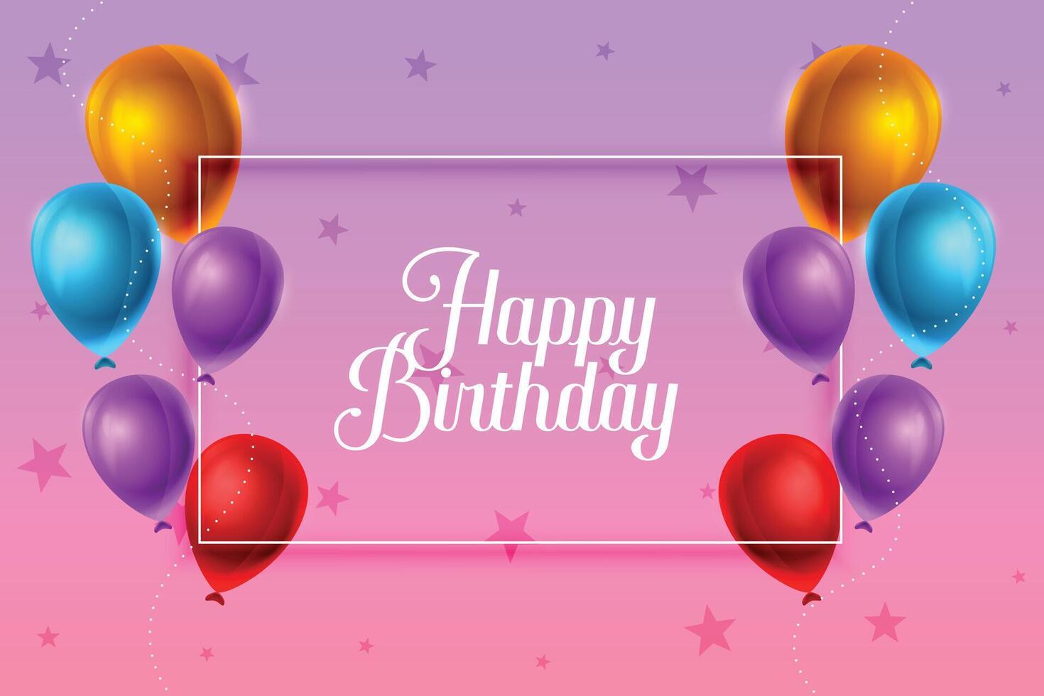 happy birthday colorful balloons card design vector